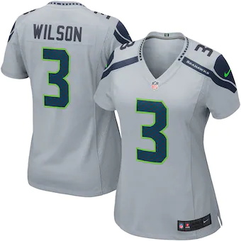 womens seattle seahawks russell wilson nike gray game jerse